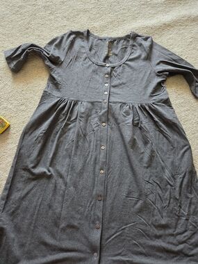 Blue Sky Charcoal Button-Front Baby doll Dress